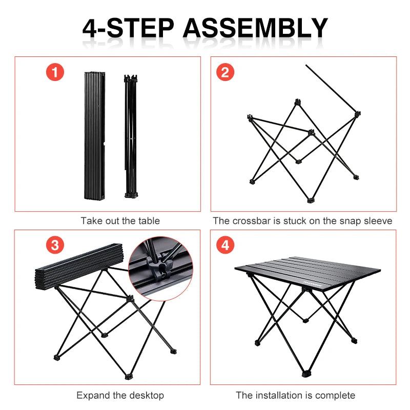 Ultralight Portable Camping Table – Foldable Aluminum Picnic Desk | 40x45x56 cm | Lightweight (1.3kg), Compact Carry Bag | For BBQ, Hiking, Outdoor Travel