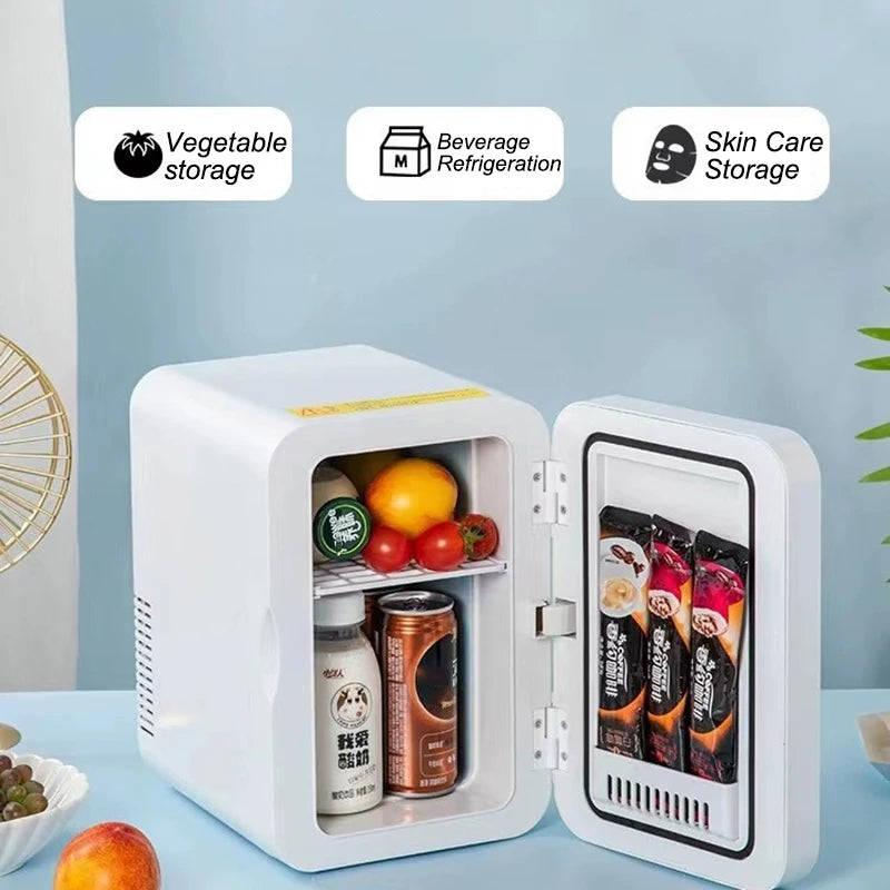 🇨🇦 8L Portable Mini Fridge – Holds 10 Cans | Car & Home Dual Voltage Cooler/Warmer | 12V/220V | for Skincare, Drinks, Travel, Camping