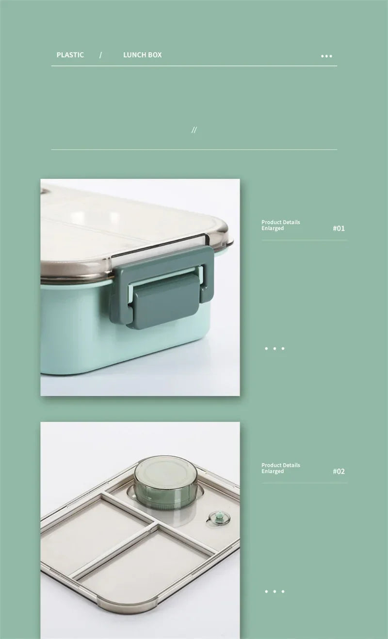 🍱  Bento Lunch Box –  Stainless Steel Leakproof & Compact with Tableware | 850ml