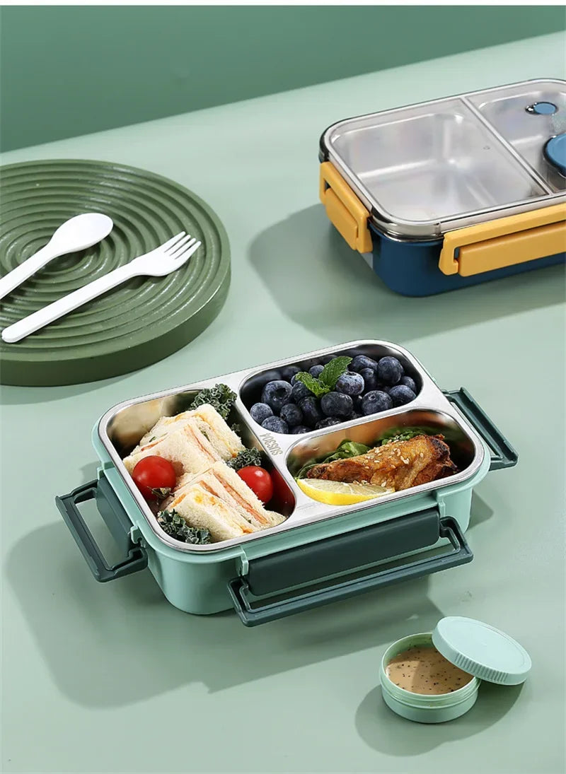 🍱  Bento Lunch Box –  Stainless Steel Leakproof & Compact with Tableware | 850ml