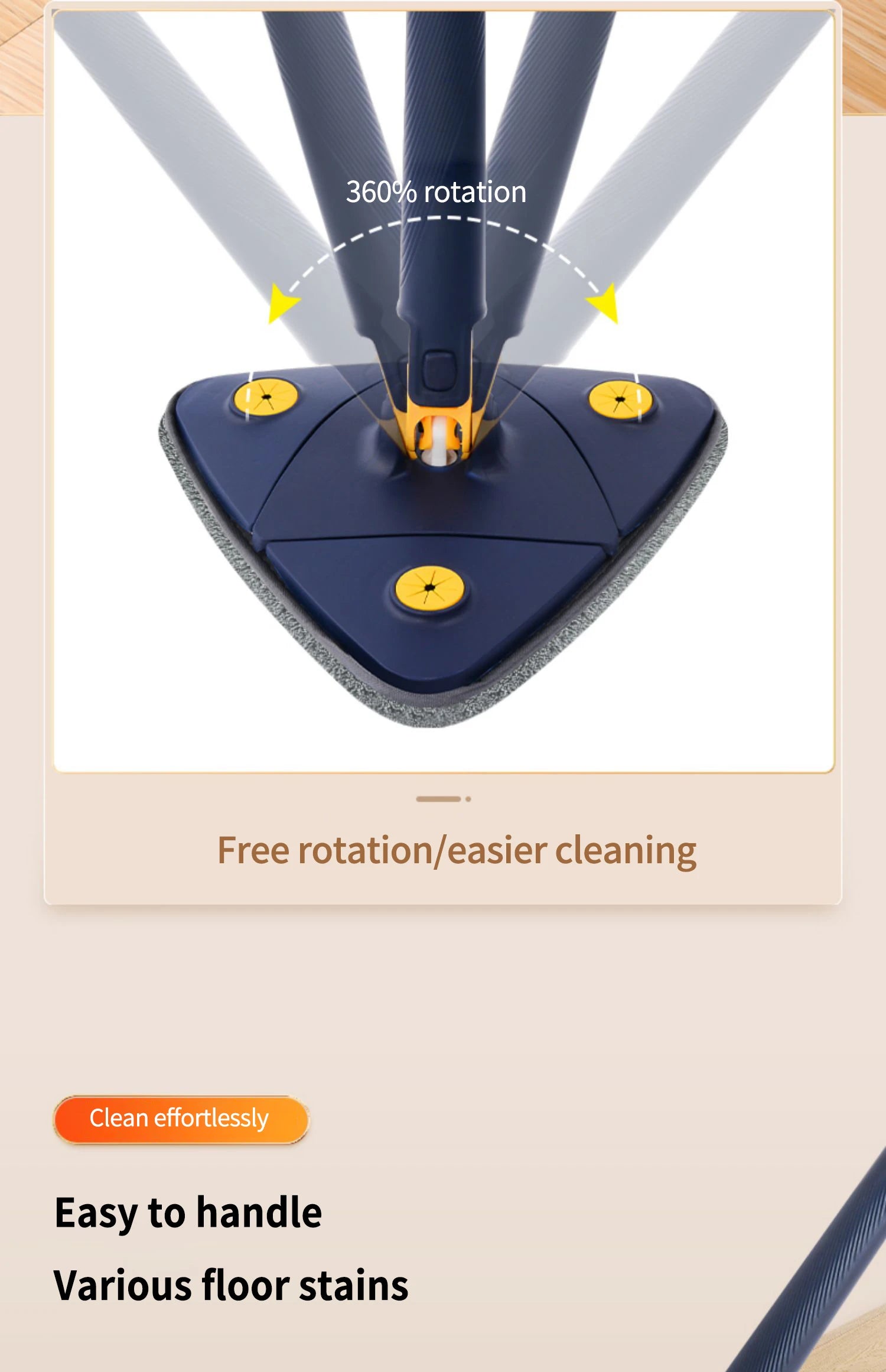 360° rotating triangular broom Powerful self-wringing