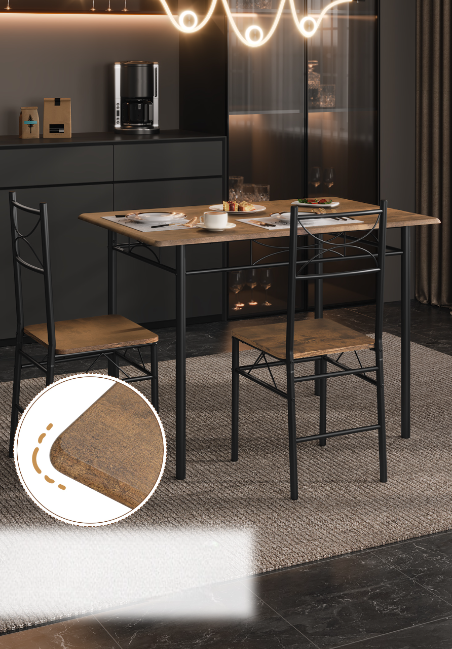 🍽️ Industrial Dining Table Set with 4 Chairs – 110 x 76 x 70 cm