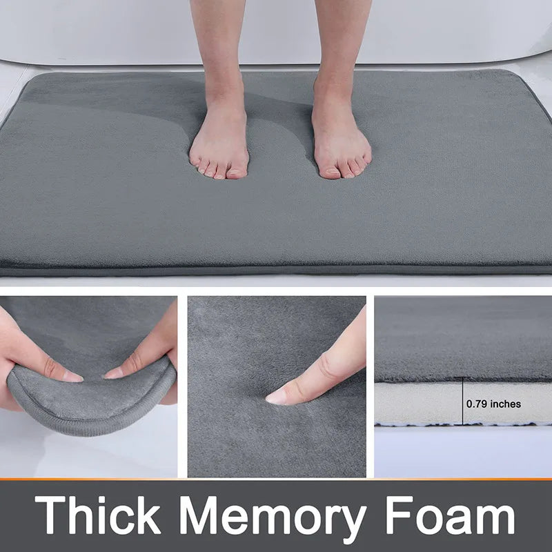 Bathroom Mat Non-slip Bathtub Basin Side Floor Carpet Memory Foam Super Absorbent Shower Room Mats Soft Bath Rug Bathroom Decor