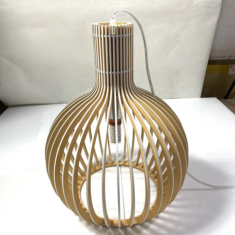 Japanese wooden art birdcage restaurant chandelier retro new Chinese lantern homestay Zen inspired bedside lamp