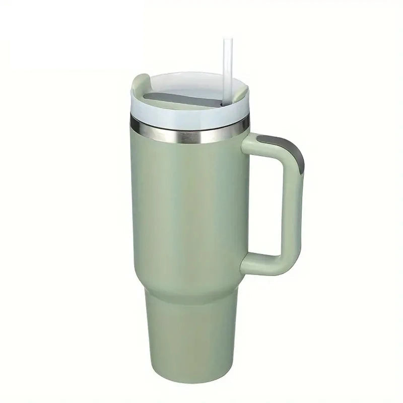 🥤 30/40oz Stainless Steel Tumbler with Handle – Vacuum Insulated Travel Mug with Lid & Straw