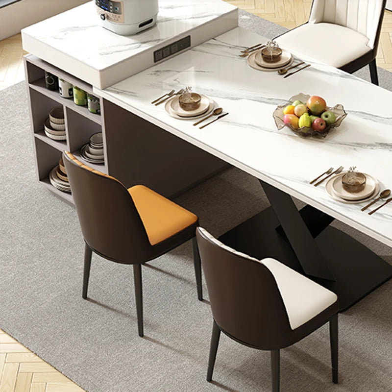 Central kitchen island with 5 storage spaces