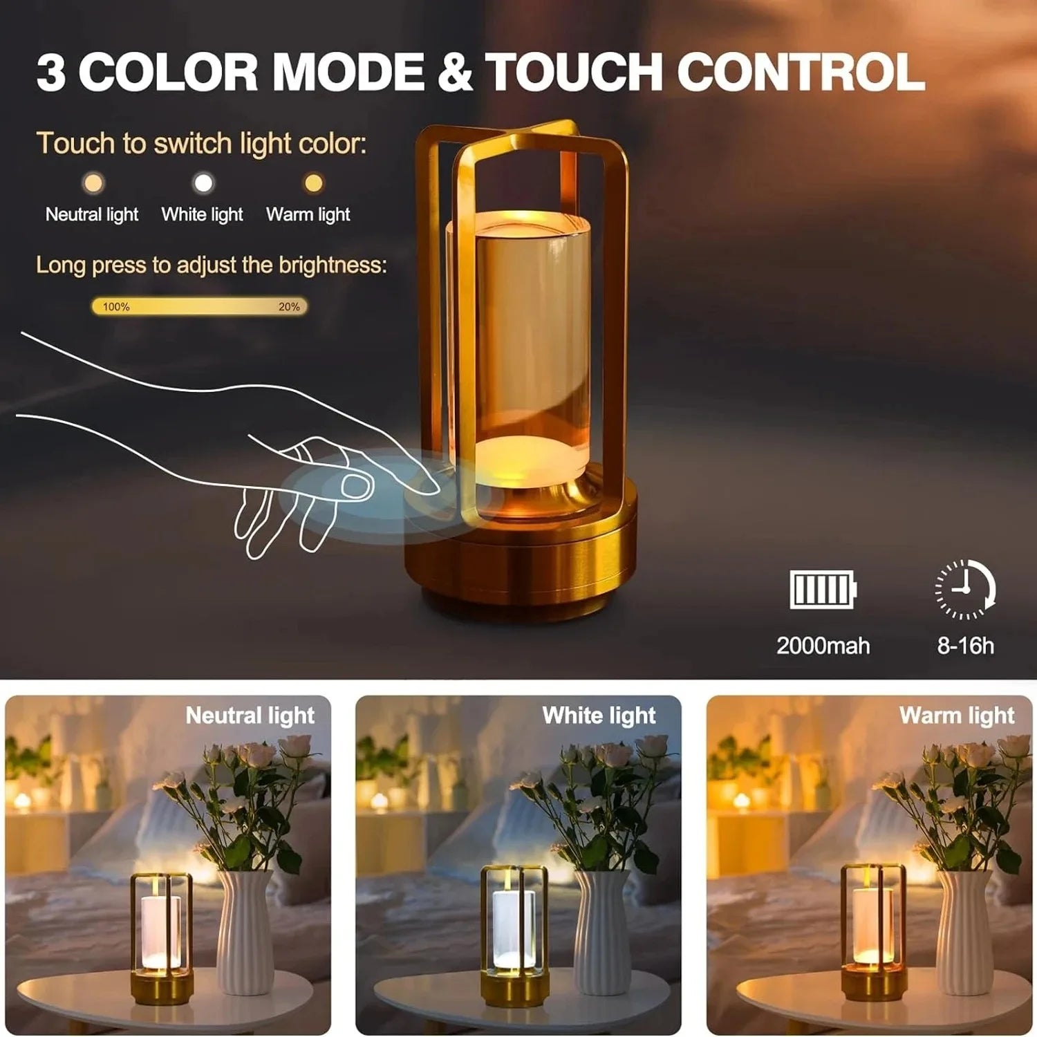 GGbingo Cordless Led Table Lamp Desk Lamps Outdoor Camping Atmosphere Light Restaurant Creative Beside Night Lights