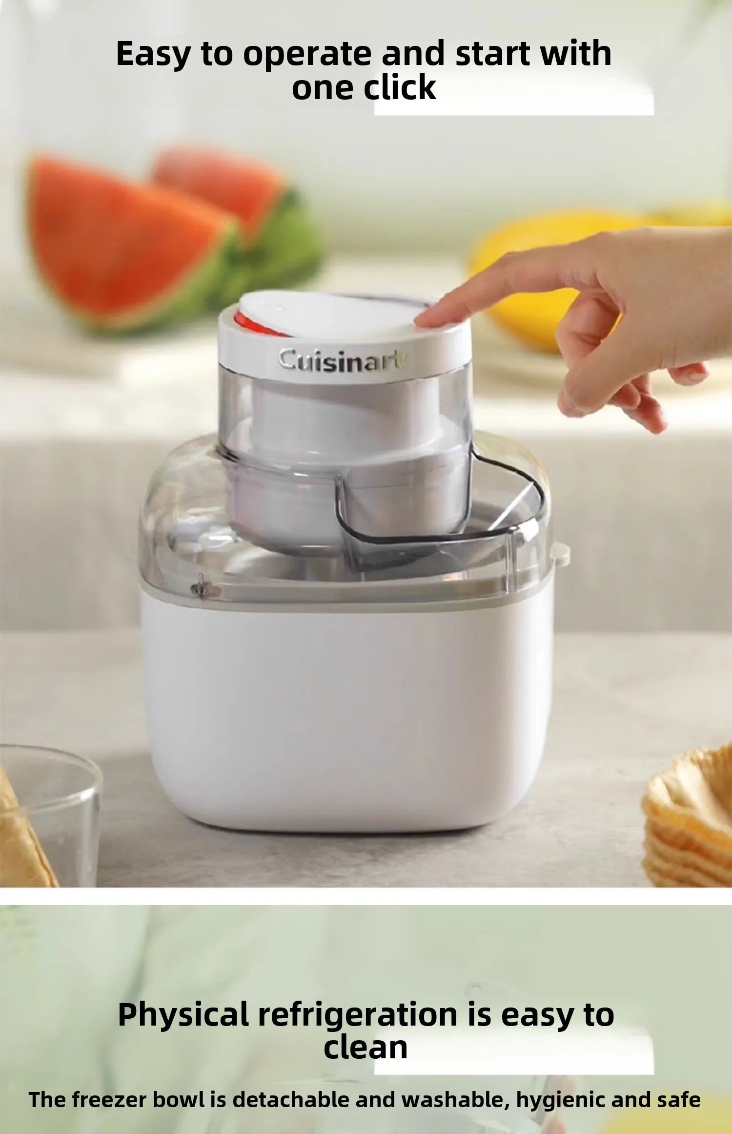 🍨 Ice Cream Maker – Automatic| Smoothie White | 500ml