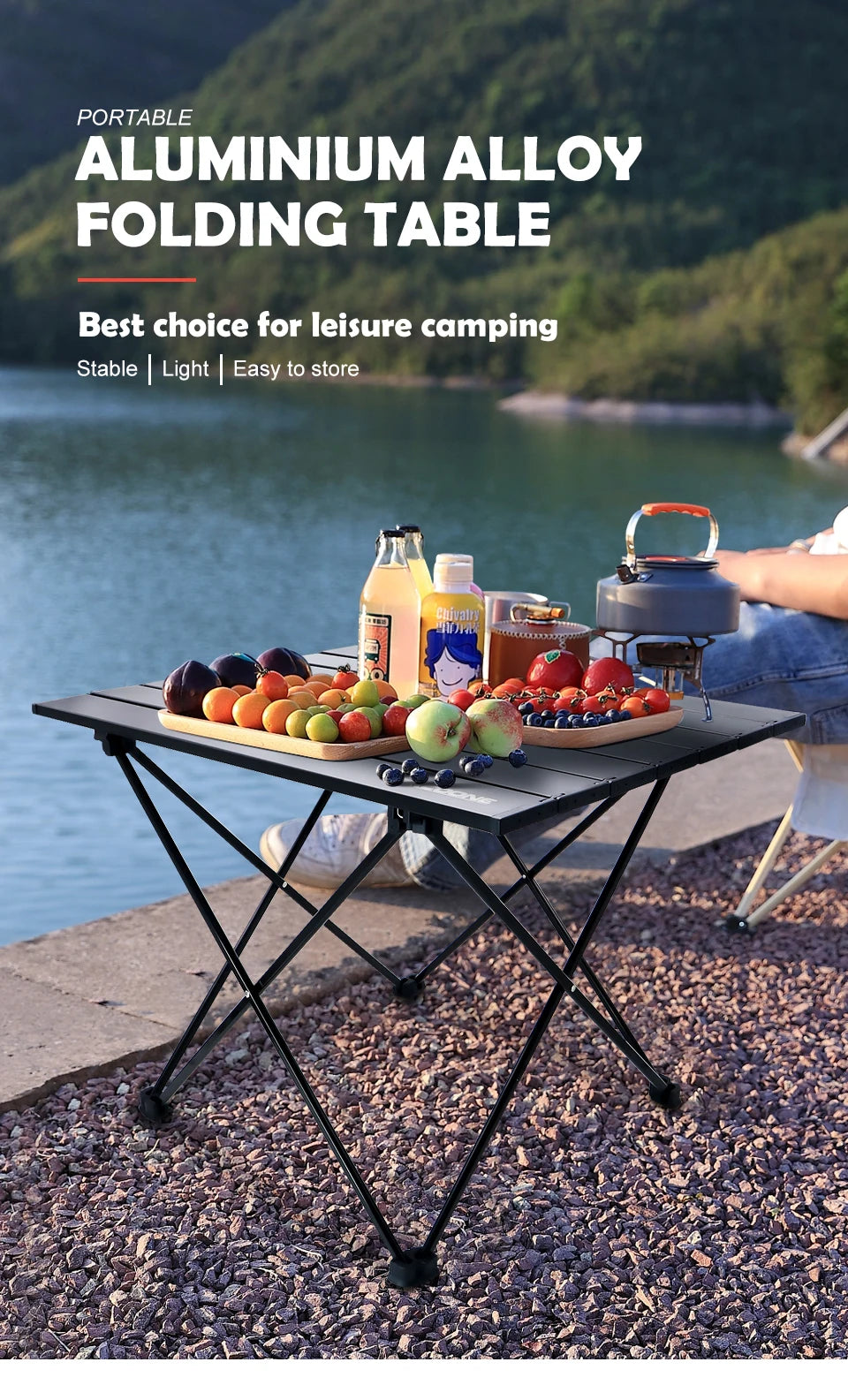 Ultralight Portable Camping Table – Foldable Aluminum Picnic Desk | 40x45x56 cm | Lightweight (1.3kg), Compact Carry Bag | For BBQ, Hiking, Outdoor Travel