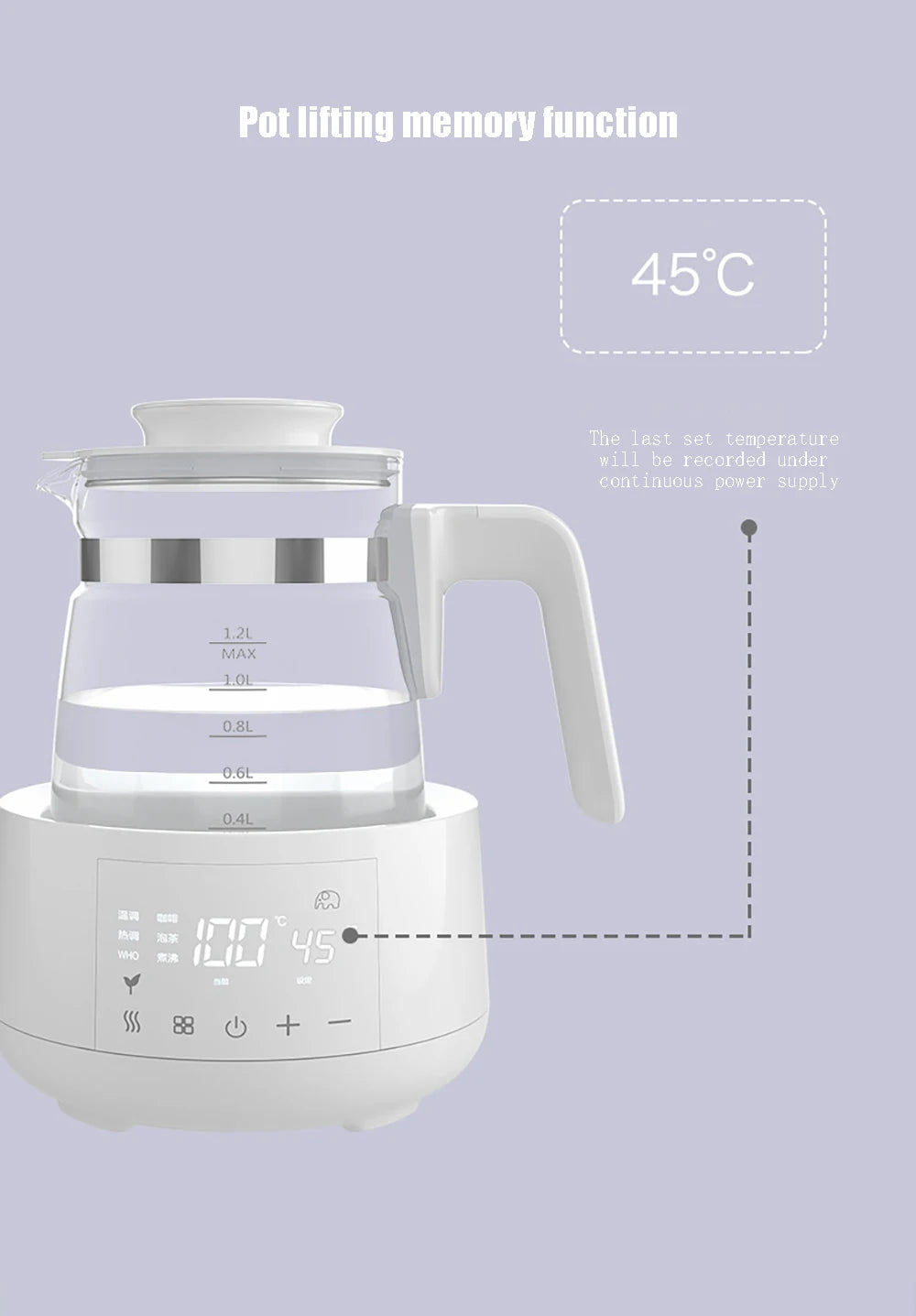 🍼 1.2L Smart Baby Kettle – 24H Thermostat Milk Warmer with Precise Temperature Control | 316L Stainless Steel