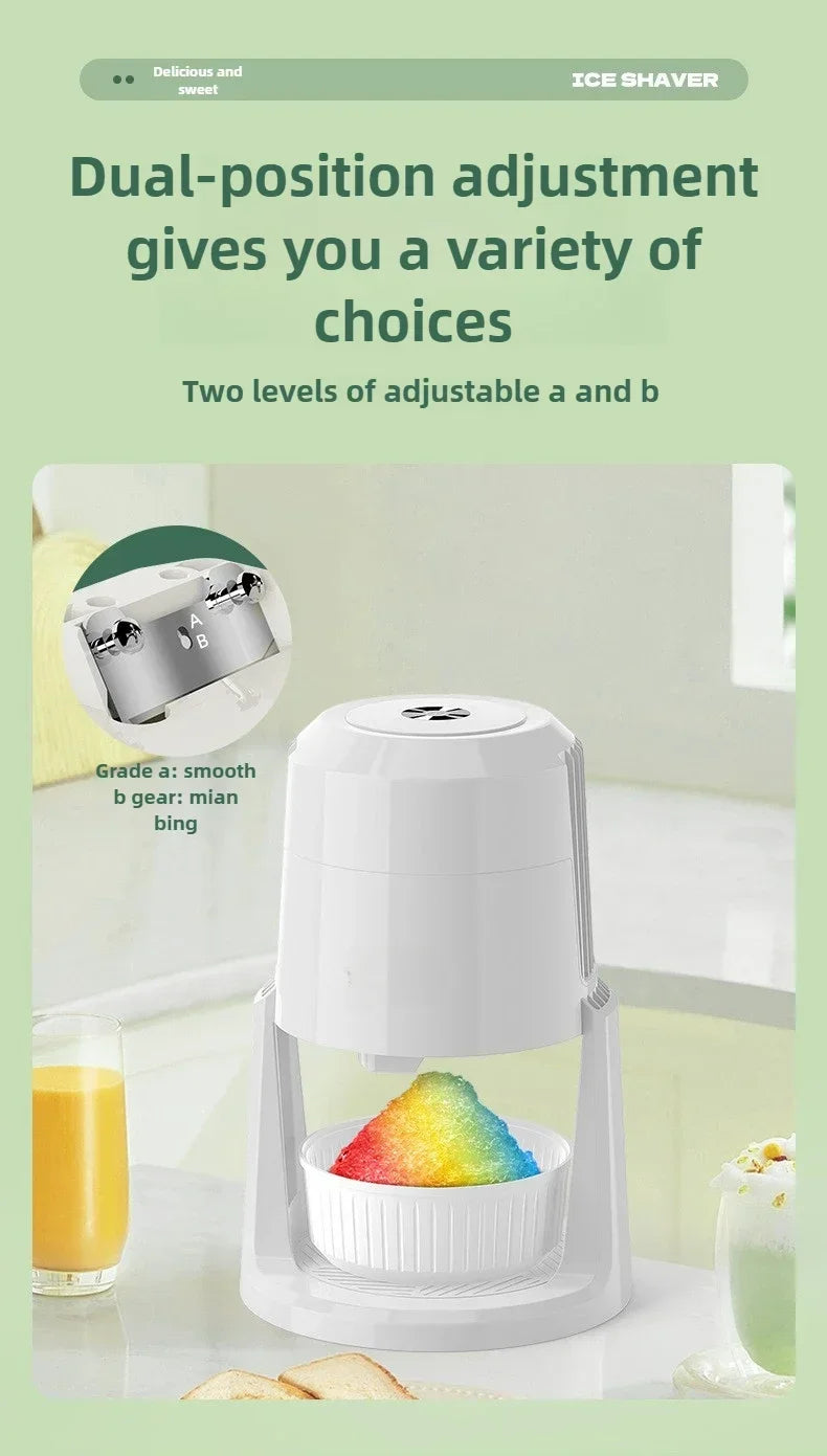 Electric Ice Shaver Machine – 2-Speed Adjustable Ice Crusher | Low Noise, High Output (3kg/min) | Household Ice Maker