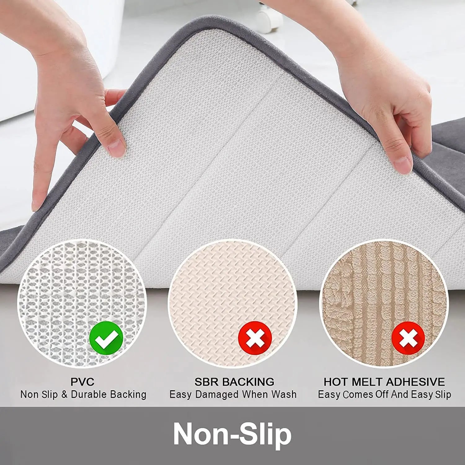 Bathroom Mat Non-slip Bathtub Basin Side Floor Carpet Memory Foam Super Absorbent Shower Room Mats Soft Bath Rug Bathroom Decor