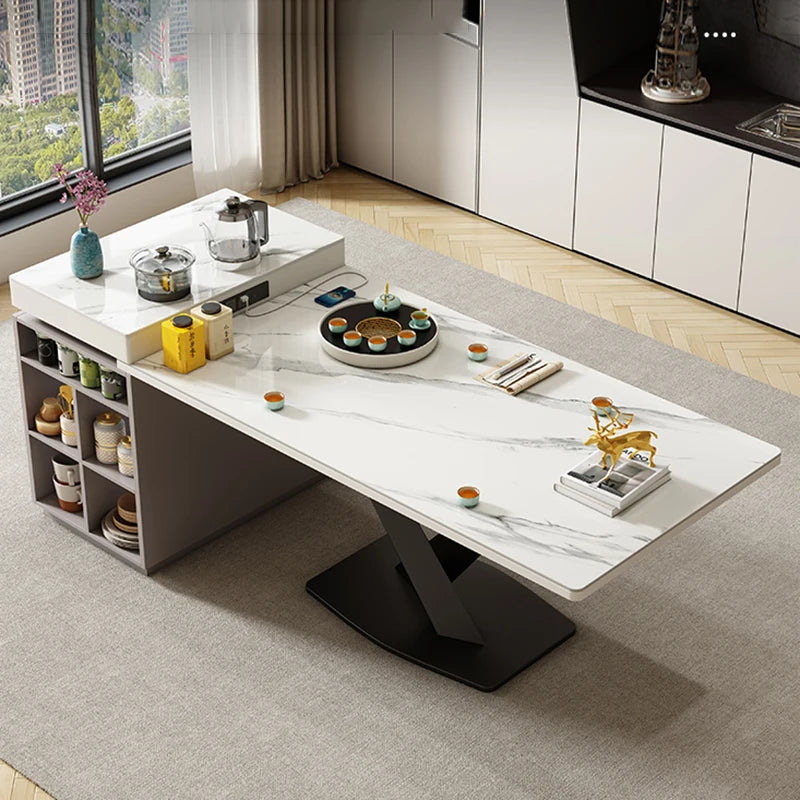 Central kitchen island with 5 storage spaces
