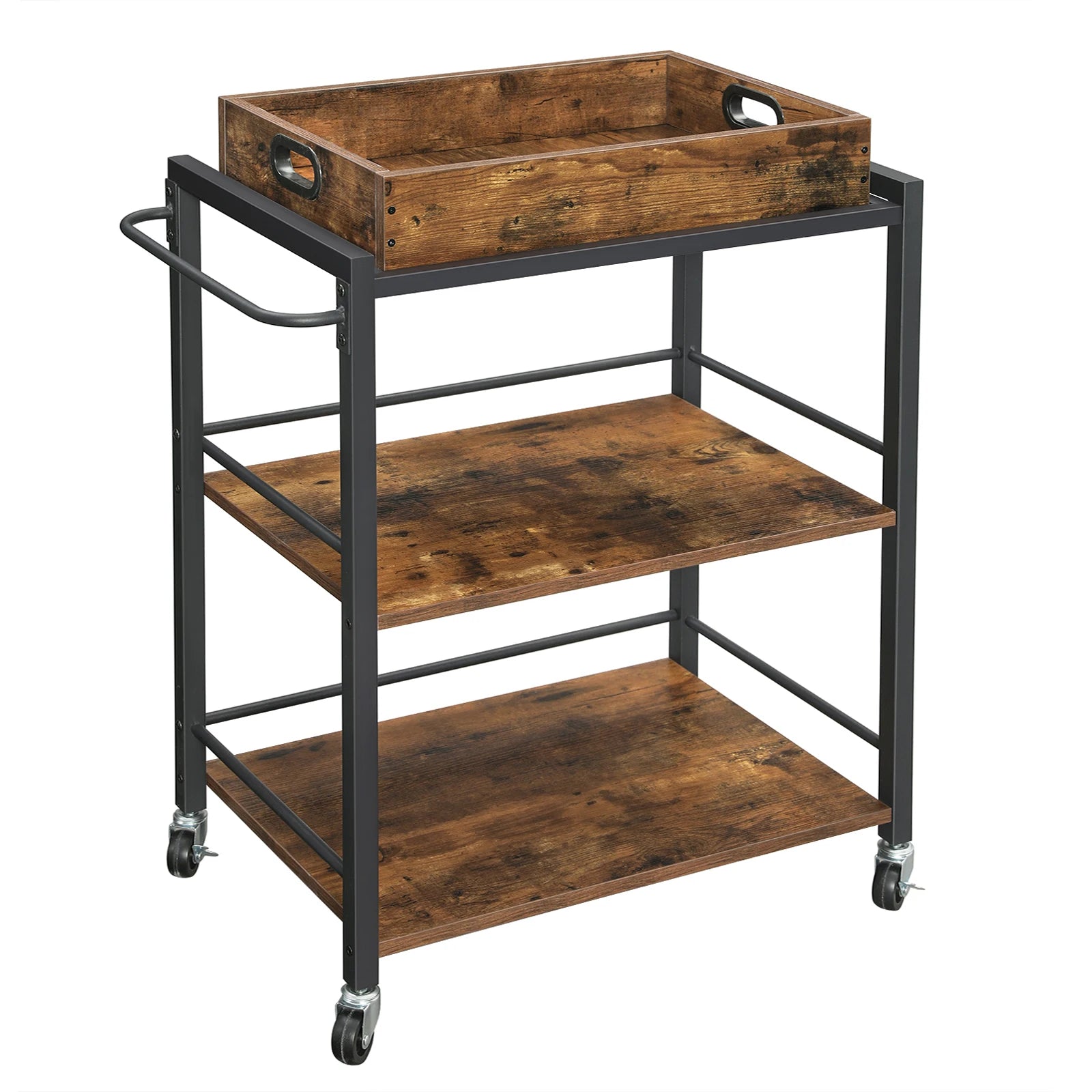 Industrial Style Rolling Kitchen Trolley with Removable Tray | 40 x 72 x 86 cm