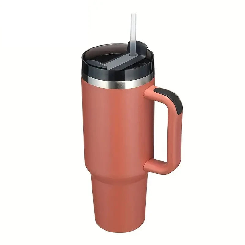 🥤 30/40oz Stainless Steel Tumbler with Handle – Vacuum Insulated Travel Mug with Lid & Straw