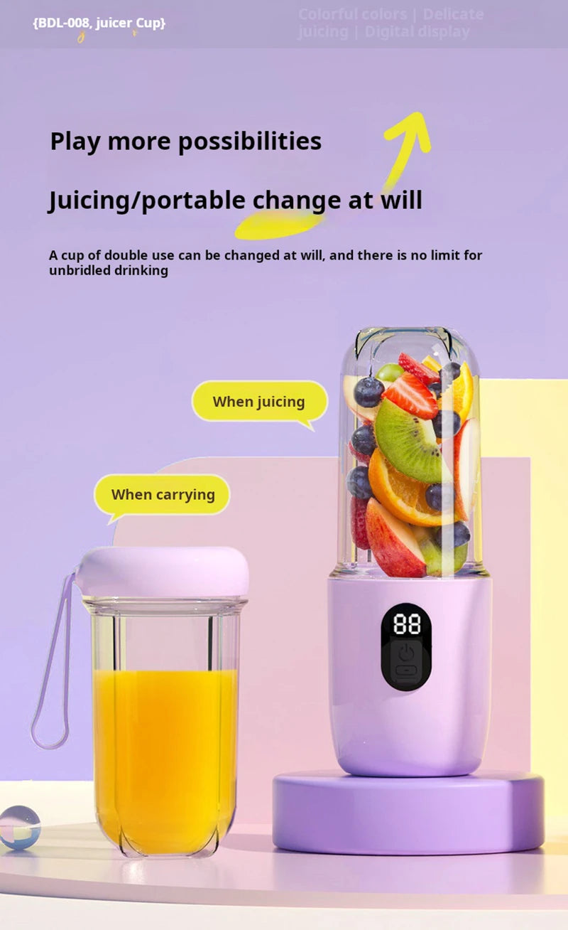 Portable USB Blender – 500ml Rechargeable Mini Juicer Bottle | Cordless Smoothie & Shake Maker with 1500mAh Battery