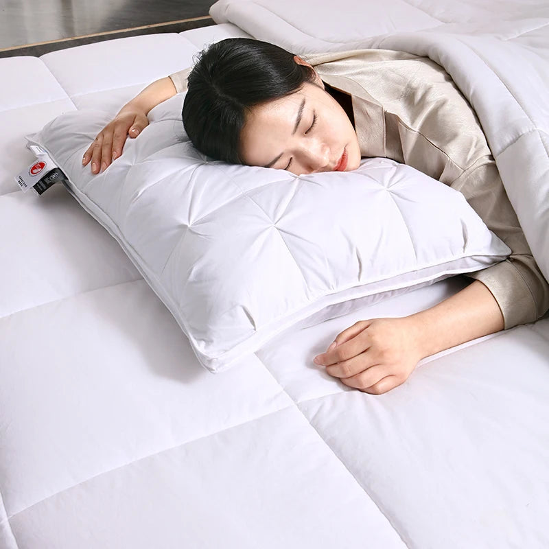 95% Goose Down Pillow for 5-Star Hotel Home,Pure Cotton Pillowcase,3D Bread Bedroom Sleeping Pillow,Adult Low-Mid-high almohadas