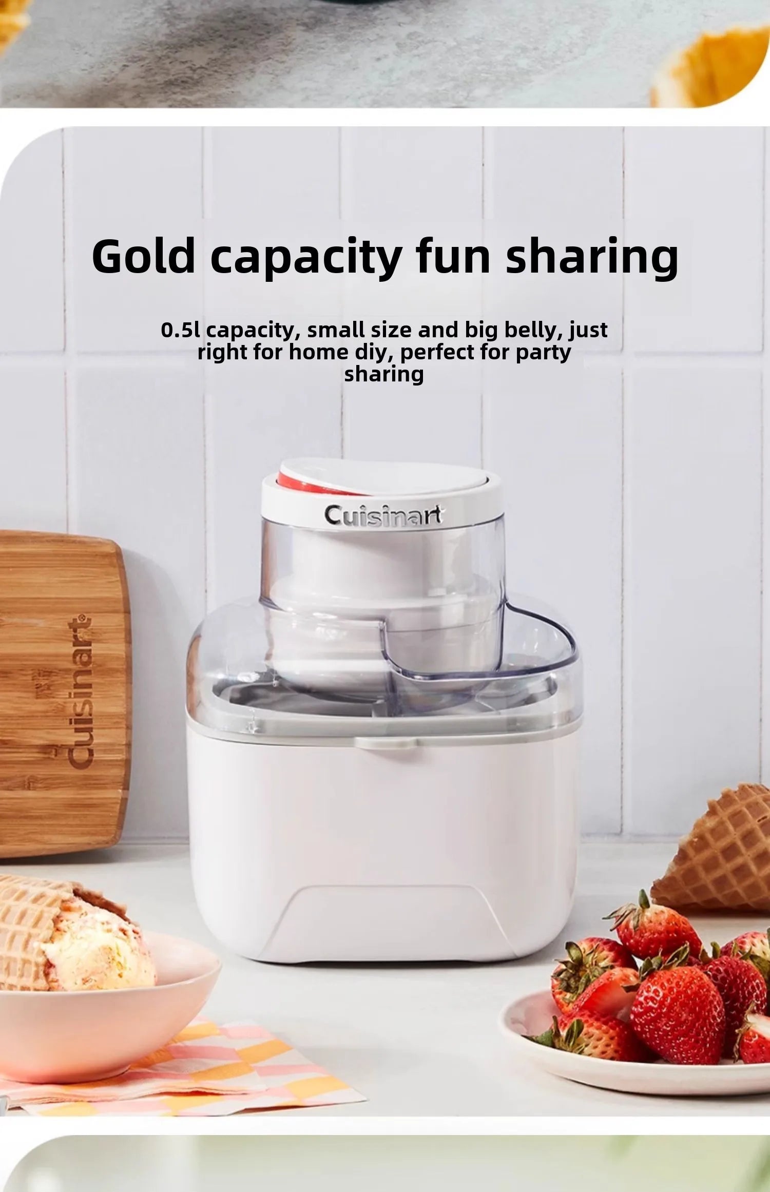 🍨 Ice Cream Maker – Automatic| Smoothie White | 500ml