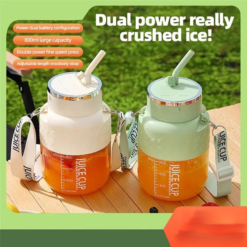 800ml Wireless Portable Electric Juicer Cup – 10 Stainless Steel Blades | USB Rechargeable Fruit Smoothie Blender with Straw & Lanyard