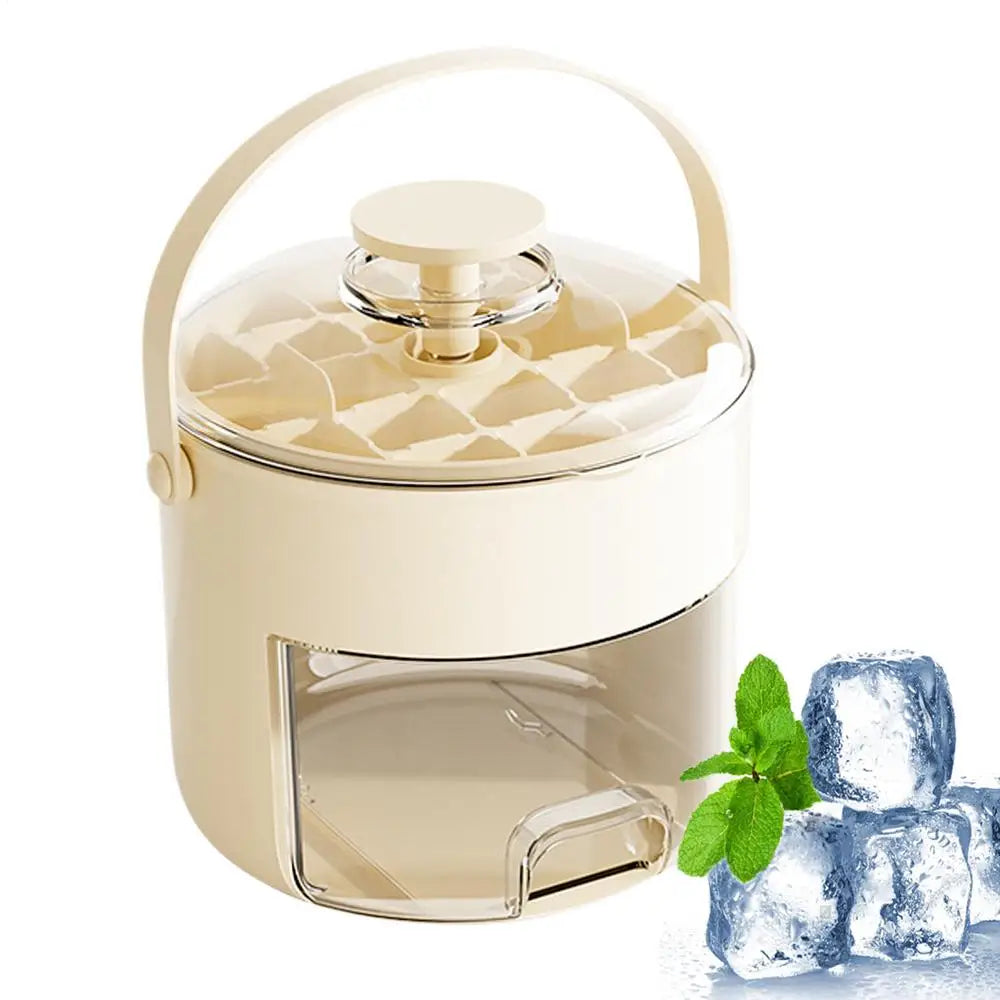 Ice Cube Tray with Lid & Bin – 2-in-1 Ice Maker & Storage Box | Portable with Scoop | Perfect for Home, Office, Camping