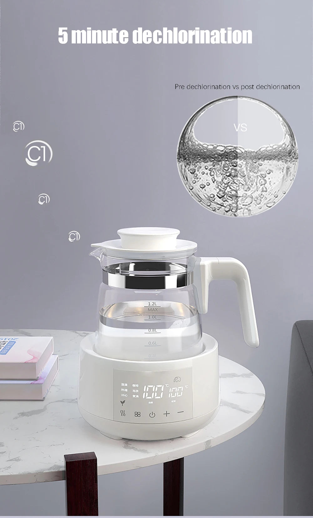 🍼 1.2L Smart Baby Kettle – 24H Thermostat Milk Warmer with Precise Temperature Control | 316L Stainless Steel