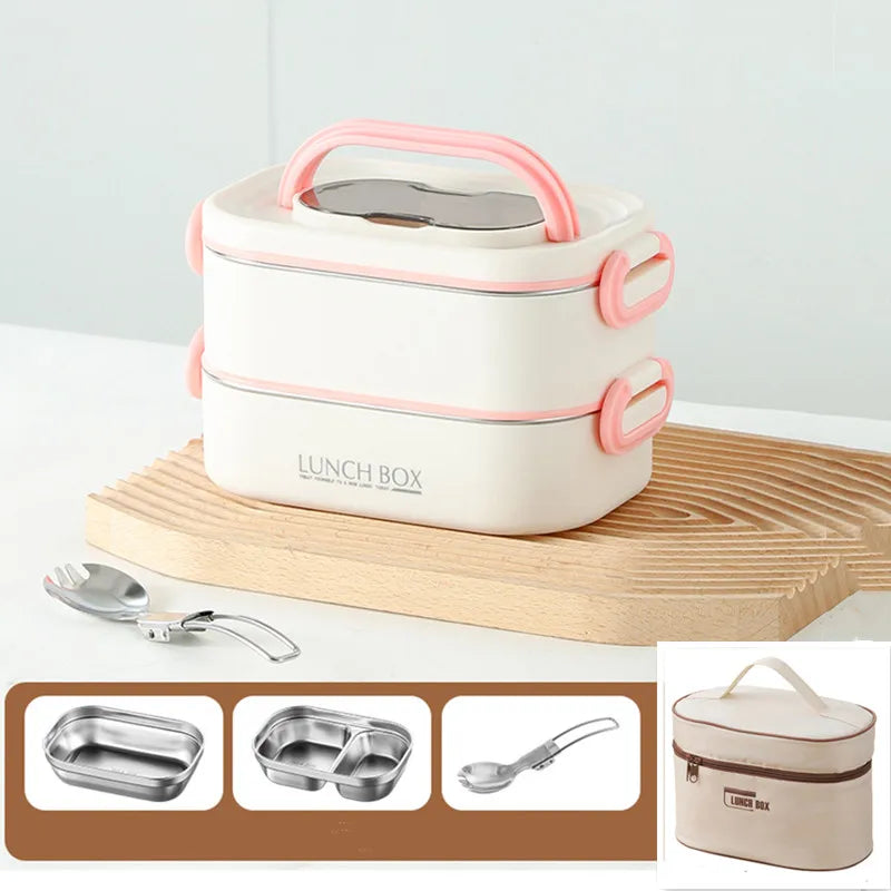 🍱 1500ml Double-Layer Thermal Lunch Box – Leak-Proof & Insulated for Hot Meals Anywhere!