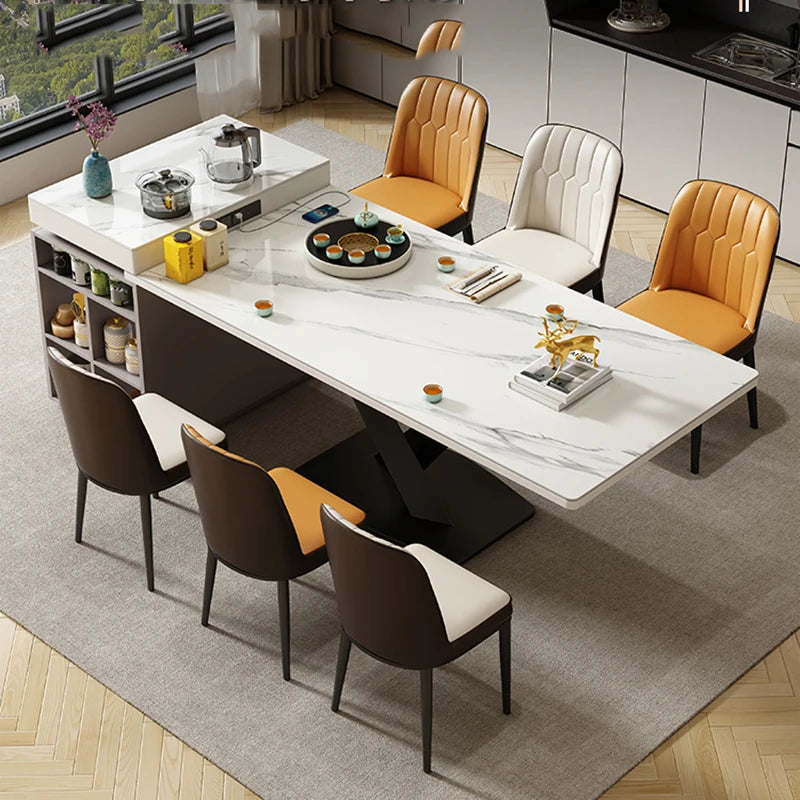 Central kitchen island with 5 storage spaces