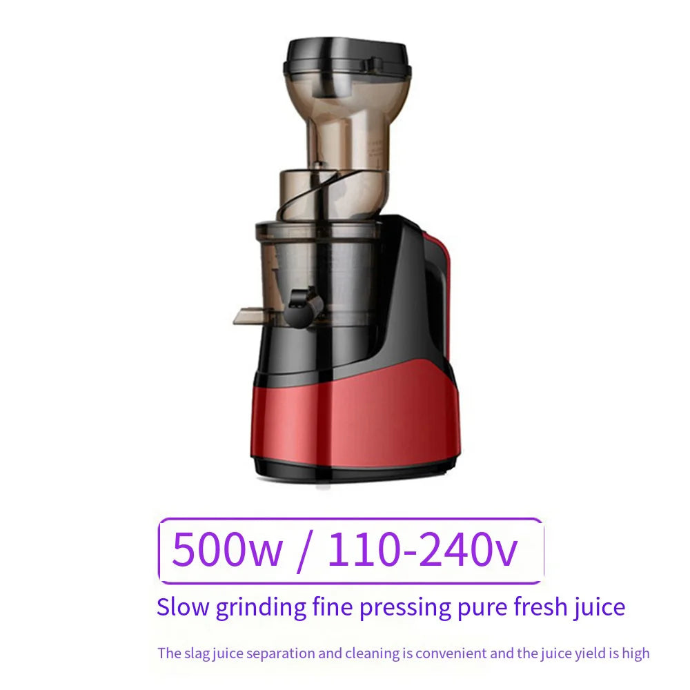 Slow Juicer Machine – Large Caliber Fruit & Vegetable Juice Extractor with Pulp Separator | Electric Juicer with Filter & Brush