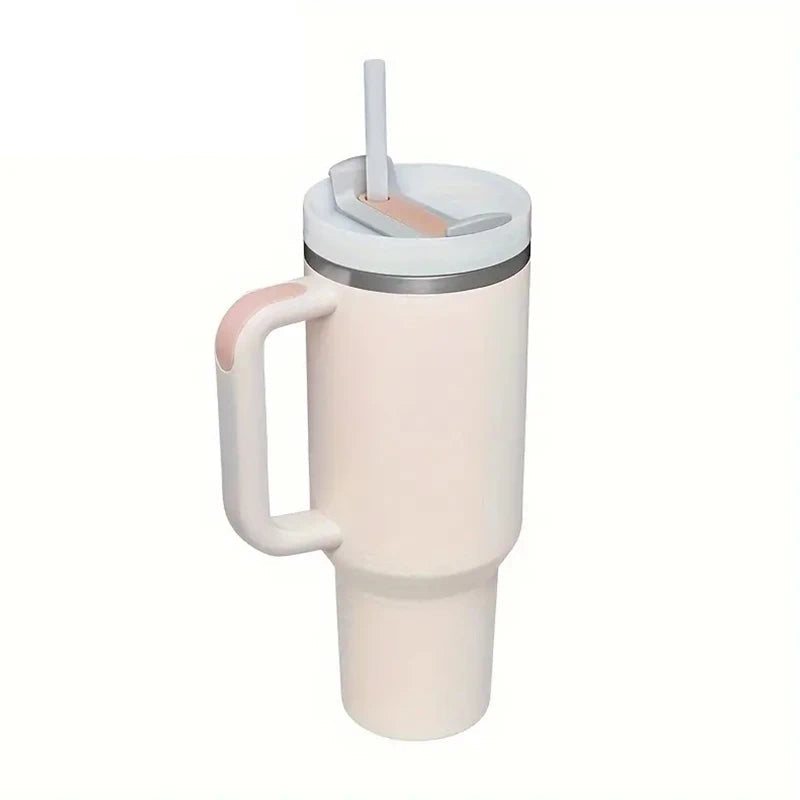 🥤 30/40oz Stainless Steel Tumbler with Handle – Vacuum Insulated Travel Mug with Lid & Straw
