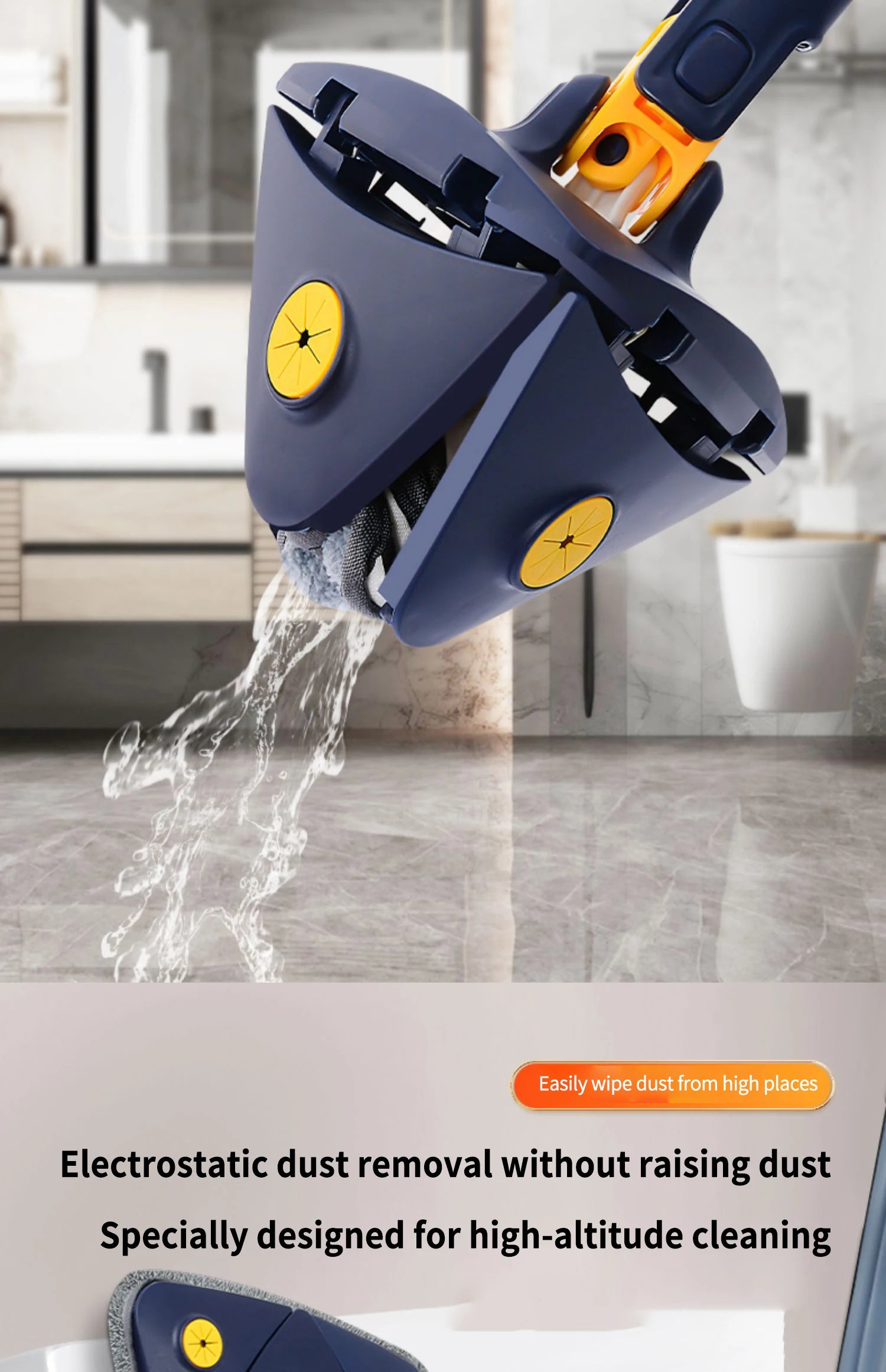 360° rotating triangular broom Powerful self-wringing