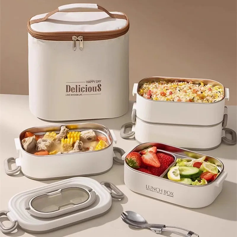 🍱 1500ml Double-Layer Thermal Lunch Box – Leak-Proof & Insulated for Hot Meals Anywhere!