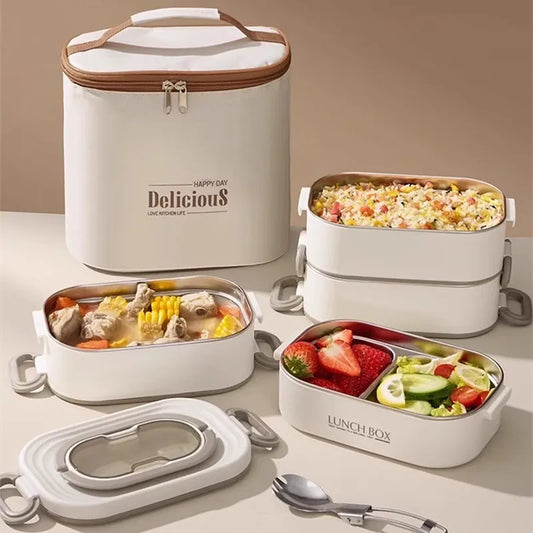 🍱 1500ml Double-Layer Thermal Lunch Box – Leak-Proof & Insulated for Hot Meals Anywhere!