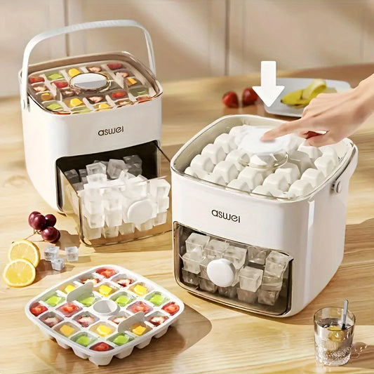 🇨🇦 48-Ice Cube Tray with Press Lid – BPA-Free, Double-Layer, Easy Release & Leak-Proof | Portable Ice Box for Home, Camping, and Parties
