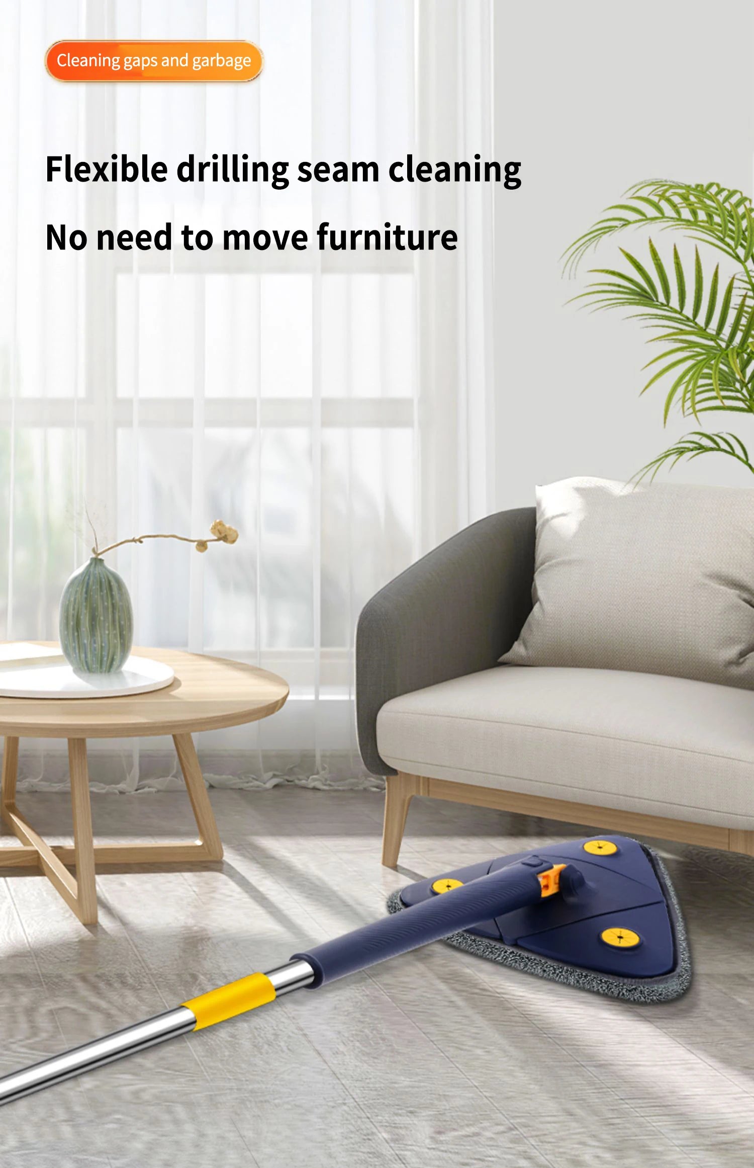 360° rotating triangular broom Powerful self-wringing