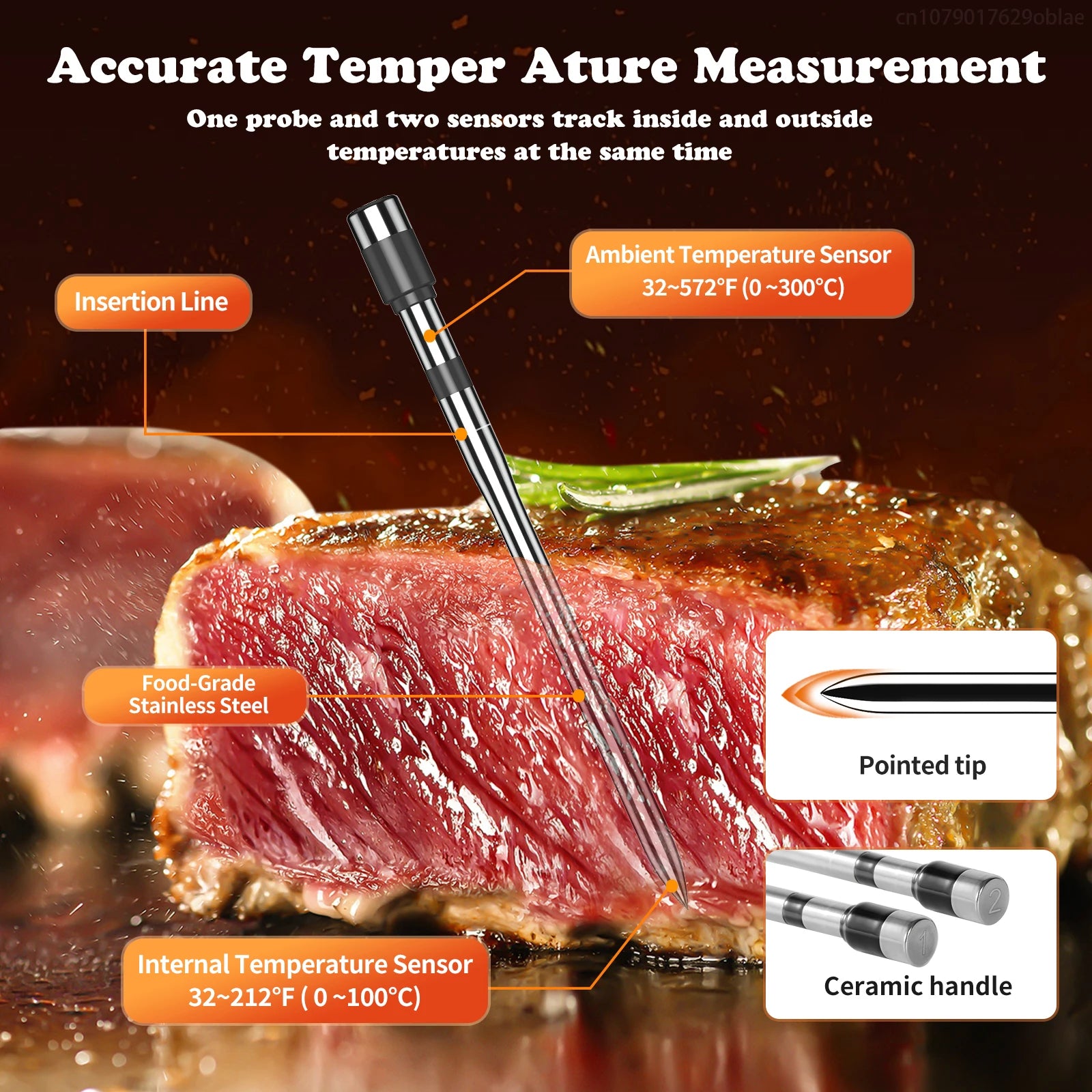 Wireless Meat Thermometer with App – Dual Probe Bluetooth BBQ & Oven Thermometer, Rechargeable, IP67, 150m Range