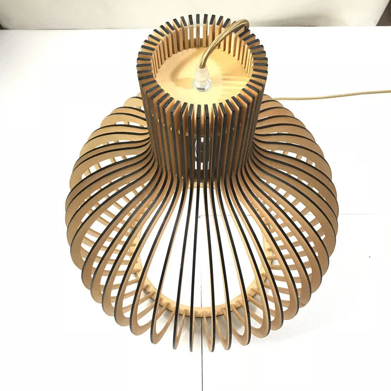 Japanese wooden art birdcage restaurant chandelier retro new Chinese lantern homestay Zen inspired bedside lamp