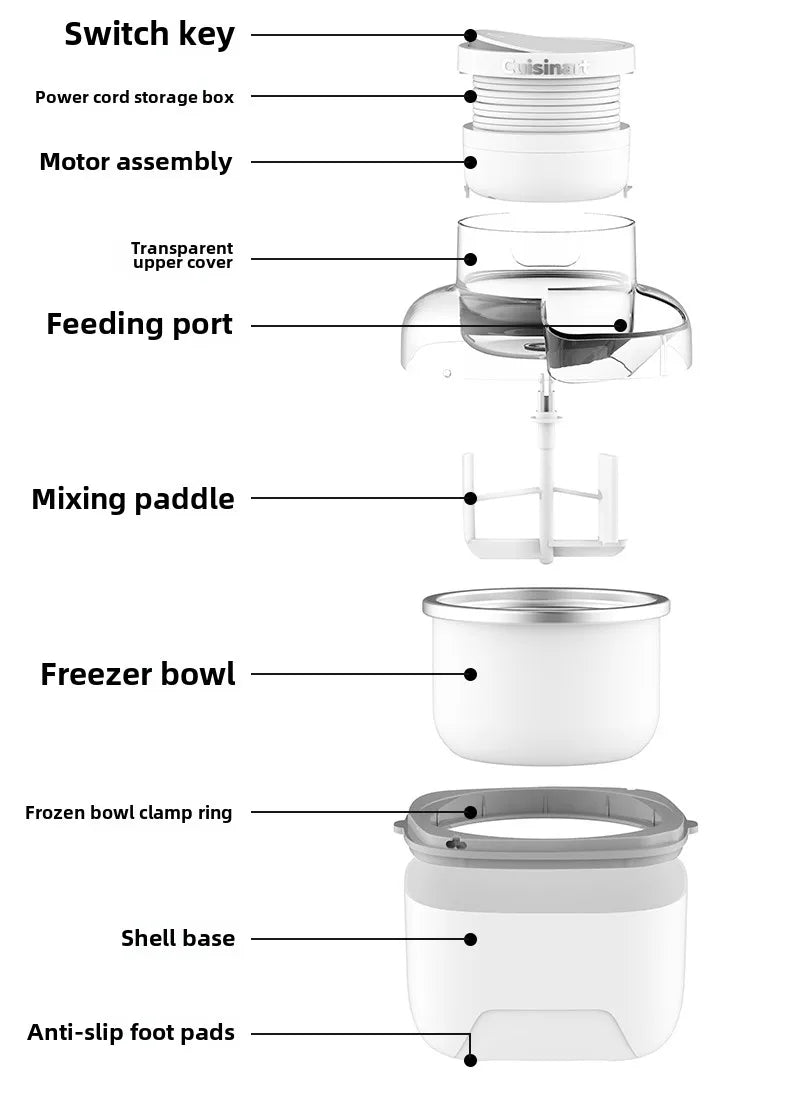 🍨 Ice Cream Maker – Automatic| Smoothie White | 500ml