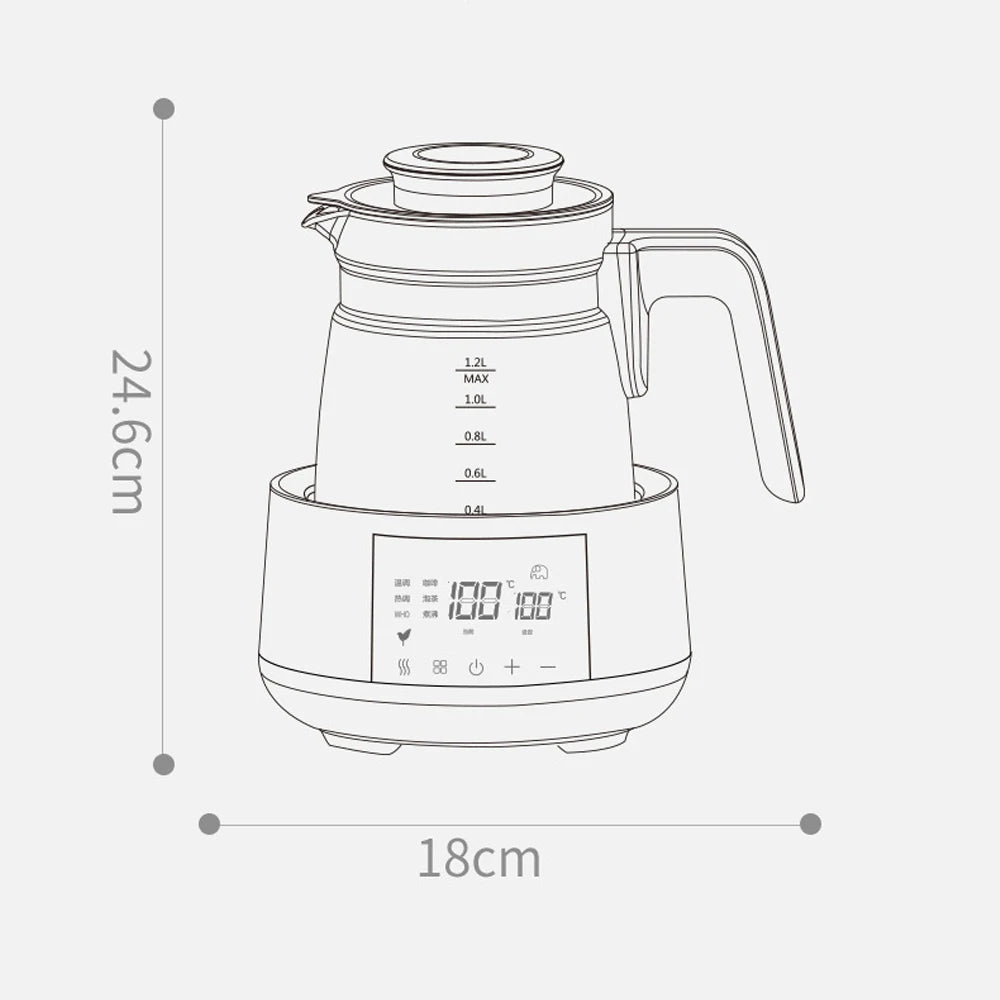 🍼 1.2L Smart Baby Kettle – 24H Thermostat Milk Warmer with Precise Temperature Control | 316L Stainless Steel